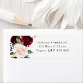 Blush Pink & Burgundy Red Return Address Label (Insitu)