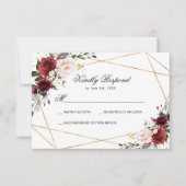 Blush Pink & Burgundy Rose Wedding RSVP Card Karte (Vorderseite)