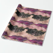 Blush Pink Burgundy Wine Gold Schwarzer Glitzer Geschenkpapier (Ungerollt)