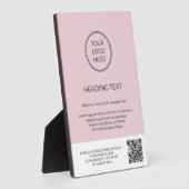 Blush Pink Business-Logo QR-Code Schilder Plaque Fotoplatte (Seite)