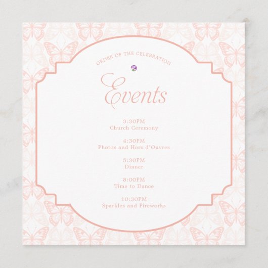 Blush Pink Butterfly Aquarell Party Programm (Vorderseite)