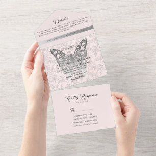 Blush Pink Butterfly Einladung Hochzeit