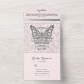 Blush Pink Butterfly Einladung Hochzeit (Innen Boden)