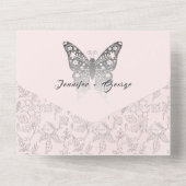 Blush Pink Butterfly Einladung Hochzeit (Rückseite)