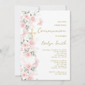 Blush Pink Butterfly First CommunityGirl Einladung (Vorderseite)