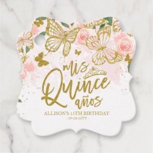 Blush Pink Butterfly Floral Quinceanera Party Favo Geschenkanhänger