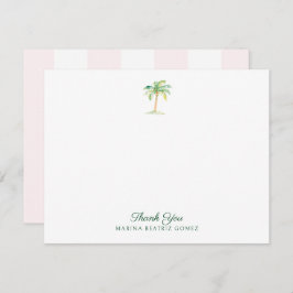 Blush Pink Cabana Streifen Palm Tree Vielen Dank Mitteilungskarte