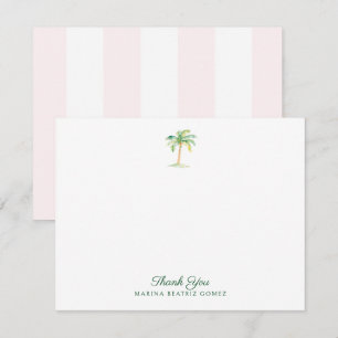 Blush Pink Cabana Streifen Palm Tree Vielen Dank Mitteilungskarte