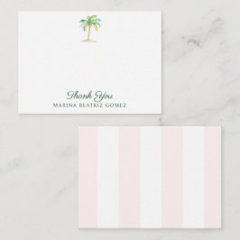 Blush Pink Cabana Streifen Palm Tree Vielen Dank Mitteilungskarte