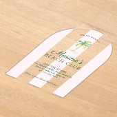Blush Pink Cabana Stripes Beach Club Acryleinladungen (Ablage )