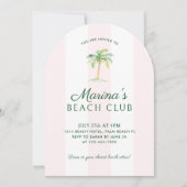 Blush Pink Cabana Stripes Beach Club Einladung (Vorderseite)