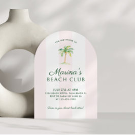Blush Pink Cabana Stripes Beach Club Einladung