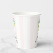 Blush Pink Cabana Stripes Palm Beach Club Birthday Pappbecher (Rechts)