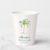 Blush Pink Cabana Stripes Palm Beach Club Birthday Pappbecher (Vorderseite)