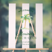 Blush Pink Cabana Stripes Palm Beach Club Welcome Acrylschild (Neutral)