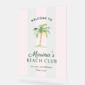 Blush Pink Cabana Stripes Palm Beach Club Welcome Acrylschild (Winkel)