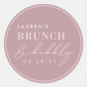 Blush Pink Calligraphy Bridal Brunch und Bubbly Cl Runder Aufkleber (Vorderseite)