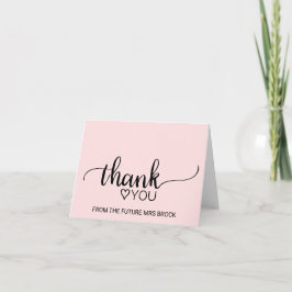 Blush Pink Calligraphy Bridal Shower Thank You Dankeskarte