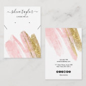 Blush Pink Calligraphy Earring Necklace Display Visitenkarte (Vorne/Hinten)