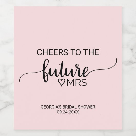 Blush Pink Calligraphy Future Mrs. Brautparty Weinetikett (Einzelnes Label)