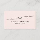 Blush Pink Calligraphy Girly Heart QR Code Visitenkarte (Vorderseite)
