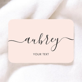 Blush Pink Calligraphy Girly Minimalistisch Namensschild