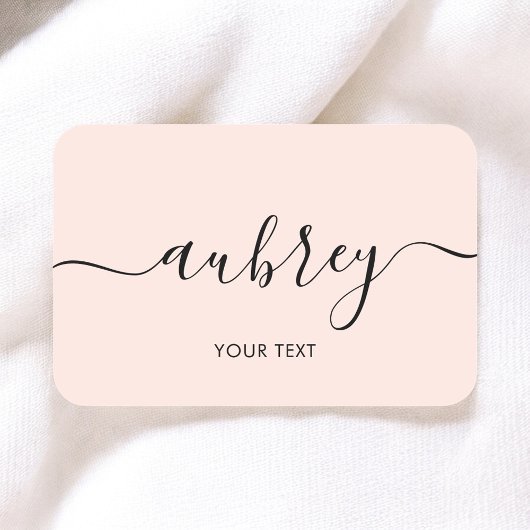 Blush Pink Calligraphy Girly Minimalistisch Namensschild