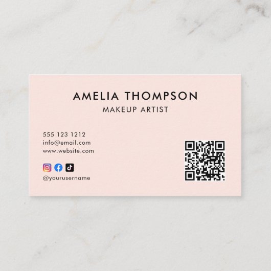 Blush Pink Calligraphy QR Code Terminierungskarte Terminkarte (Rückseite)