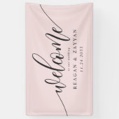 Blush Pink Calligraphy Simple Wedding Willkommen Banner (Vertikal)