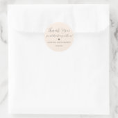 Blush Pink Calligraphy Wedding Danke für Ihre Unte Runder Aufkleber (Tasche)