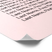 Blush Pink Calligraphy Wedding Seating Chart Poster (Ecke)