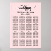 Blush Pink Calligraphy Wedding Seating Chart Poster (Vorne)