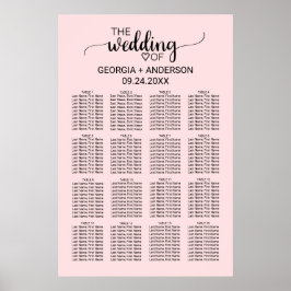 Blush Pink Calligraphy Wedding Seating Chart Poster