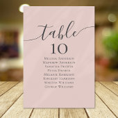 Blush Pink Calligraphy Wedding Table Seating Chart Tischnummer