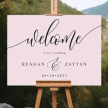 Blush Pink Calligraphy Wedding Willkommen
