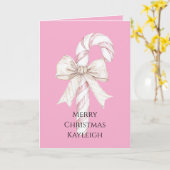 Blush Pink Candy Cane Weihnachten Karte (Gelbe Blume)
