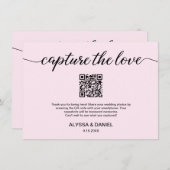 Blush Pink Capture the Liebe QR Code Hochzeitskode Begleitkarte (Vorne/Hinten)
