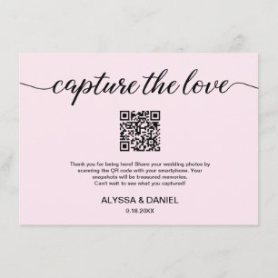 Blush Pink Capture the Liebe QR Code Hochzeitskode Begleitkarte