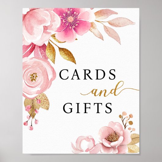 Blush Pink Cards & Gifts Babydusche Zeichen Poster (Vorne)