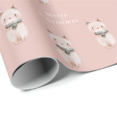 Blush Pink Cat Christmas Geschenkpapier (Rolleneckpunkt)