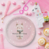 Blush Pink Cat Confetti Dots Birthday Pappteller (Party)