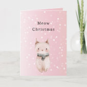 Blush Pink Cat Confetti Dots Christmas Karte (Vorderseite)