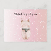 Blush Pink Cat Confetti Dots Thinking of you Postkarte (Vorderseite)