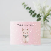 Blush Pink Cat Confetti Dots Thinking of you Postkarte (Stehend Vorderseite)