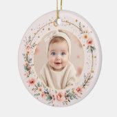 Blush Pink Celestial Baby First Christmas Photo Keramik Ornament (Links)
