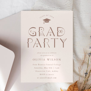 Blush Pink Celestie Typografy Grad Party Einladung