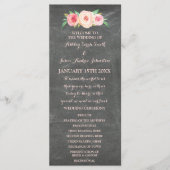 Blush Pink Chalkboard Floral Wedding Programm (Vorderseite)