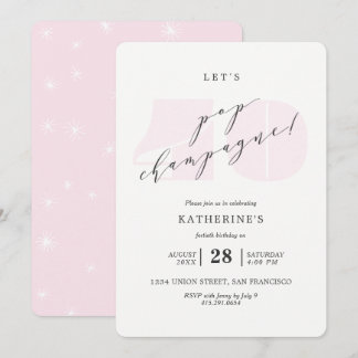 Blush Pink Champagne 40. Geburtstag Party Einladun Einladung