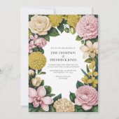 Blush Pink, Champagne & Gold Floral Wedding Einladung (Vorderseite)