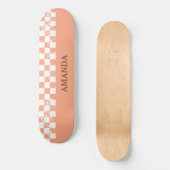 Blush Pink Checked Skateboard (Vorderseite)